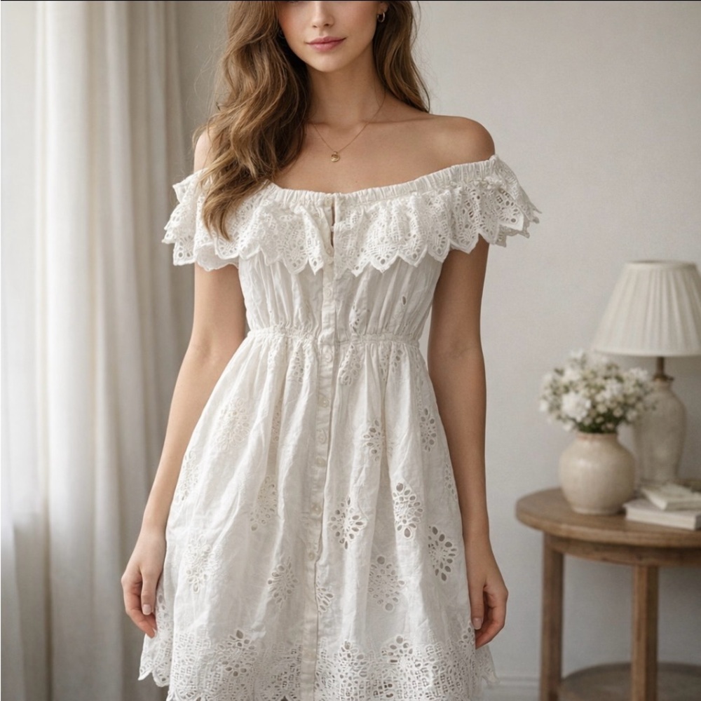 Sea New York White Eyelet Dress